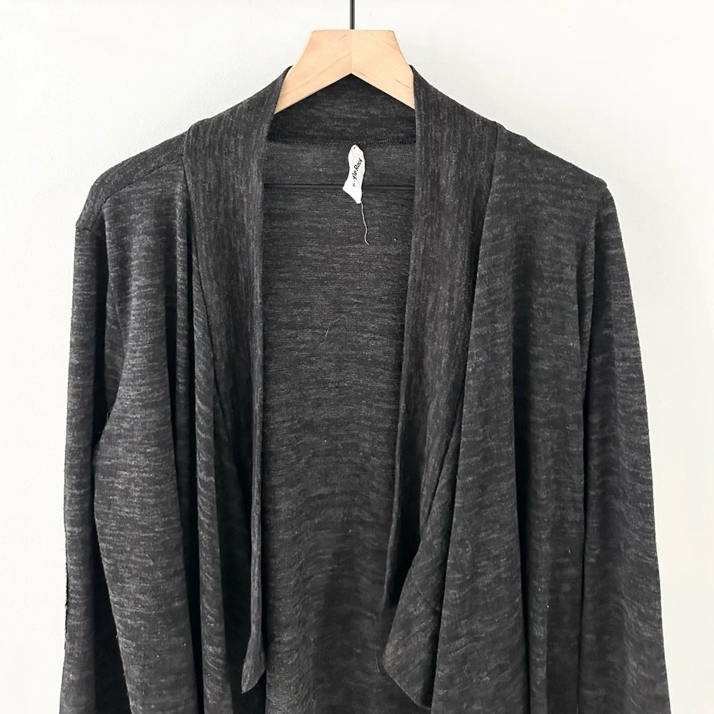 Style Rack Sequin Elbow Patch Open Front Cardigan Gray Size Large - Picture 3 of 6